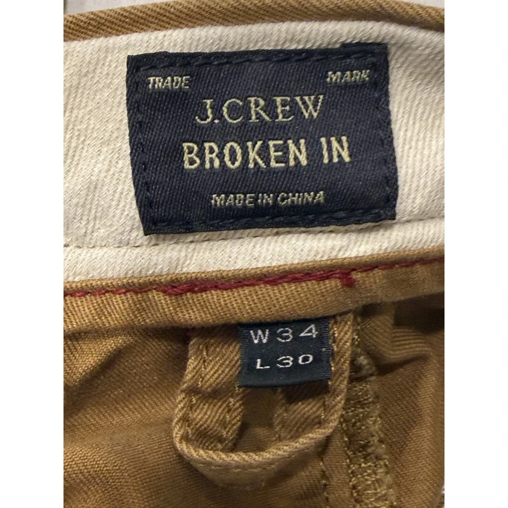 J.Crew Broken In Mens Urban Slim Pants 34x30 Brown 100% Cotton Chinos